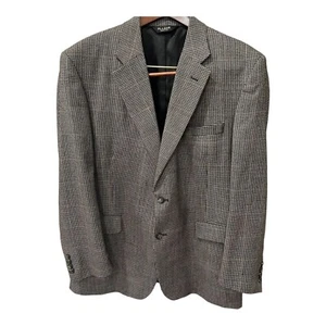 JOS A BANK HOUNDSTOOTH SPORT COAT JACKET Black /Cream MEN 44R - Picture 1 of 12