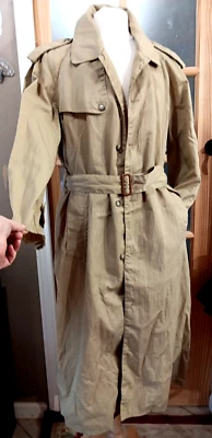 Trench coat de náilon vintage BANANA REPUBLIC bege tamanho LG 80s fivela de couro ventilada - Imagem 1 de 4