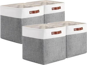 Boxen Für Kallax, 33X38X33Cm Aufbewahrungskörbe Aus Stoff(Grau Weiß, 4Er-Pack) - Bild 1 von 7