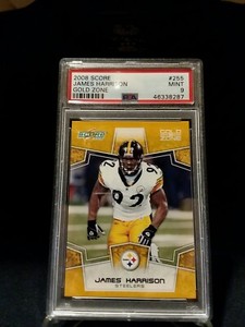 2008 Score Super Bowl XLIII James Harrison ☆  GOLD ZONE RC ☆ #/400    POP 2