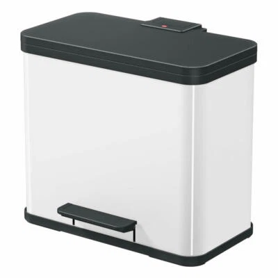Hailo Mülltrennsystem Öko trio Plus L, Tret-Mülleimer, Stahlblech, Weiß, 3x9 L - Bild 1 von 4