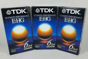 TDK E-HG Ultimate Performance T-120 Lot of 3 Blank VHS Tapes E-HG 6 Hrs NEW - Picture 1 of 2