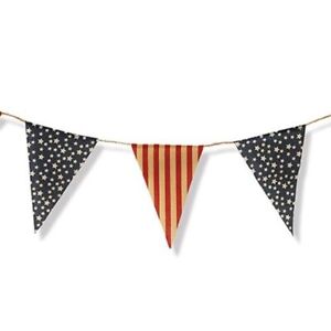Patriotic Primitive Rustic Style 6' Fabric Flag Pennant Garland Fourth of July