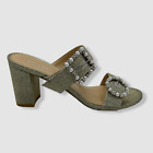 $525 Stuart Weitzman Women's Silver Pearl Geo Buckle 75 Sandal Shoes Size US 6