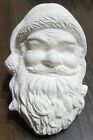 Unpainted Ceramic Bisque Santa Head Ready To Paint Ornament 12" Red Ribbon Inclu
