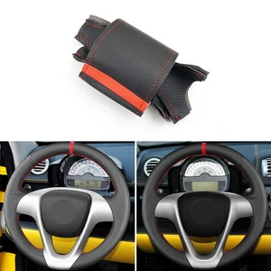 Red-strip Steering Wheel Leather Cover For Smart Fortwo 2009 2010 2011 2012 2013 - Picture 1 of 9