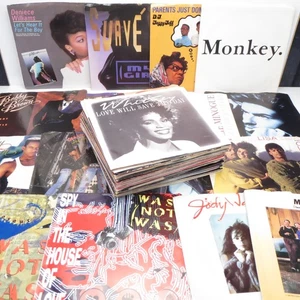 Nice Mix of 1980's Pop R&B Hip-Hop 45 Records Lot of 50 with 30 Picture Sleeves - Foto 1 di 23
