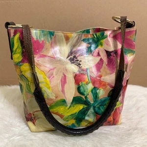 MAURITZIO TAIUTI Large Colorful Floral Leather Bucket Hobo Shoulder Bag MI ITALY - Picture 1 of 18