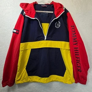 Raro Tommy Hilfiger Heritage Pullover Giacca a vento Uomo XL SPELL OUT Retrò - Foto 1 di 16