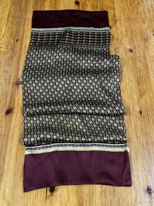 100% silk Satin scarf women Burgundy print 11x61 - Picture 1 of 8