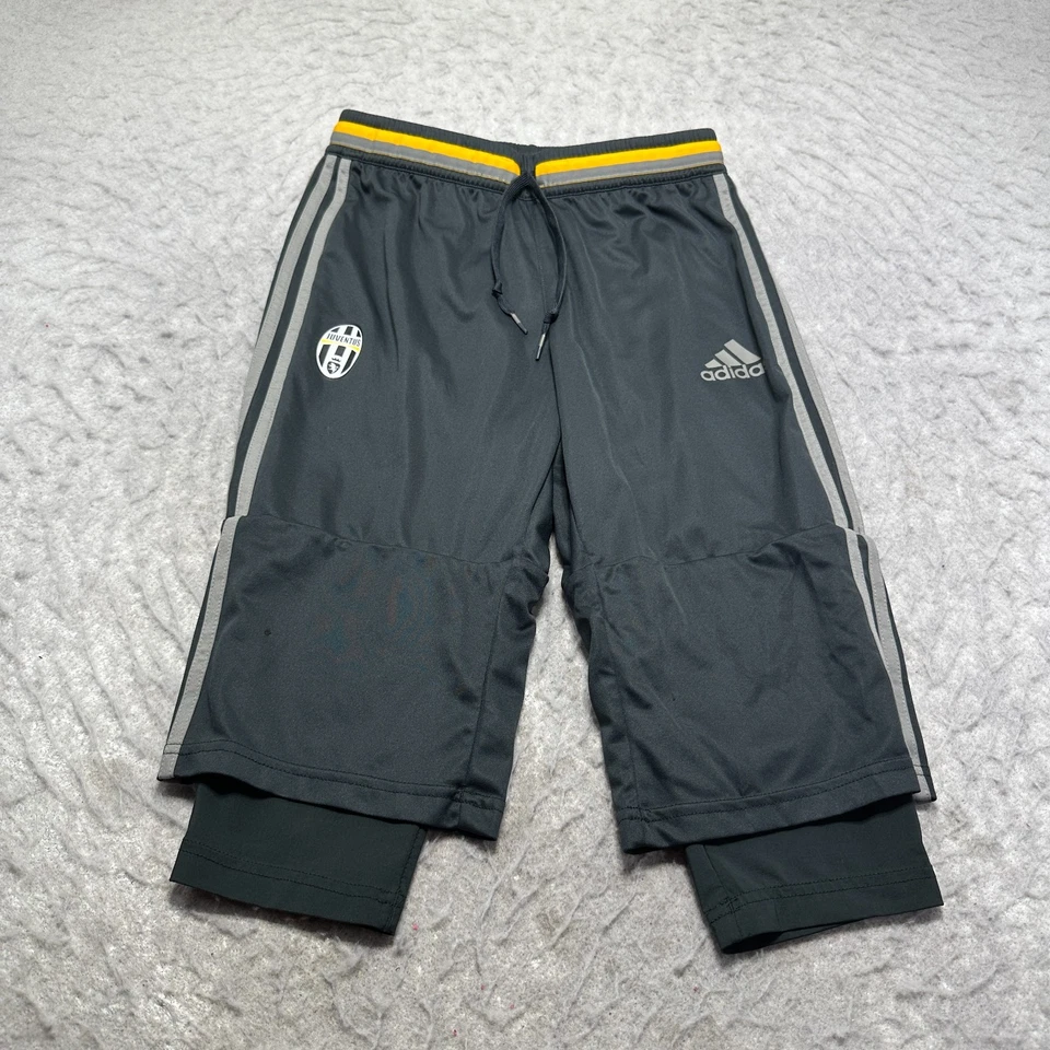 Adidas Climalite Lined Training Pants 3/4 Black Gray 3 Striped Mens Size Small S - Image 1 of 4