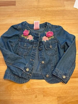 Nannette Kids Jacket Jean Blue Denim Floral Buttons Girls Vntg EUC Sz 4T Cute!! - Изображение 1 из 4
