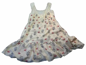 Eloise S rot rosa Baumwolle Vogelkäfige Spitze cremeweiß Rüschen Nachthemd Nachtwäsche - Bild 1 von 8