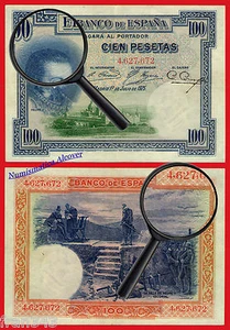 100 Pesetas 1925 Sello en Seco República SIN SERIE Pick 69b EBC / XF - Foto 1 di 1