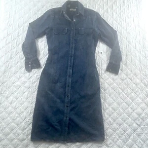 Abito Camicia Vintage Calvin Klein Denim Donna Taglia 8 Manica Lunga Bottoni - Foto 1 di 12