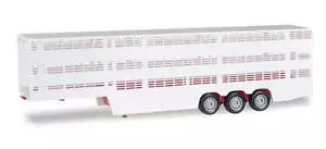 Remolque de ganado blanco Herpa 1/87 plástico escala HO en miniatura - Imagen 1 de 2