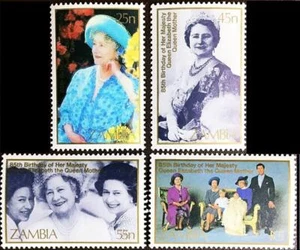ZAMBIA 1985 REINA MADRE ELIZABETH SC#327-30 MNH ** REGALÍAS 💲ENVÍO GRATUITO💲 - Imagen 1 de 1
