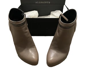 ALLSAINTS KARIS TRONCHETTO STILETTO CUERO BOTÍN CREMALLERA TOPO BOTINES 38! - Imagen 1 de 11