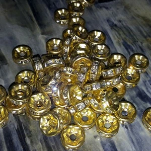 Iron Rhinestone Spacers Grade A, Rondelle, 6x3mm, Gold, 50pcs Free postage Oz - Picture 1 of 3