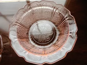 Jeanette Pink Cherry Blossom Cereal Bowl Depression Glass 6"w Vintage - Picture 1 of 8