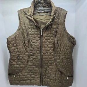 Jane Ashley Women's Brown Pocket Zip Quilted Vest Jacket Size 1X Fall 0005 - Picture 1 of 5