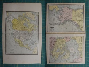 North America Alaska Vintage Original 1886 Cram's World Atlas Map Lot - Picture 1 of 10