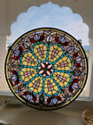 Bieye W10017 Victorian Tiffany Style Stained Glass Window Round Panel 22 inches