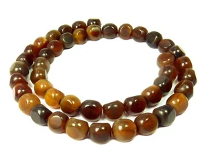 😏 Golden-braunes Horn Perlen 10 mm Kugeln mit 3 Facetten Hornperlen Strang 😉  - Picture 1 of 1