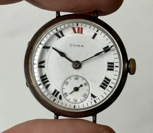CYMA Tavannes Red 12 Trench Military Women 27mm Swiss Wrist Watch WWI - Picture 1 of 9