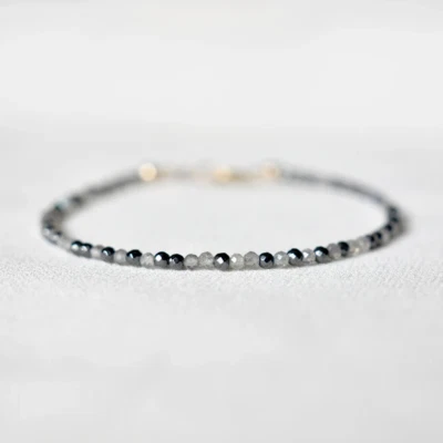 Pulsera de cristal calmante con cuentas de labradorita y hematita natural protección curativa Foto 1 de 4