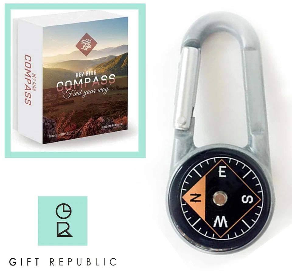 Key Ring Compass Thermometer Carabiner Sport Outdoor Walk Wild Life Novelty Gift - Image 1 of 4