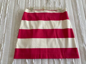 VINEYARD VINES Gr. 4 Minirock mit Reißverschluss weiß rosa große Streifen gefüttert schick - Bild 1 von 12