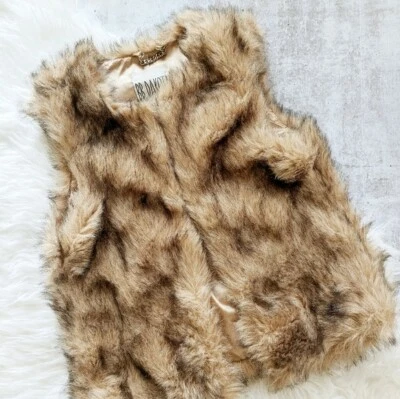 Chaleco para mujer BB Dakota tostado/negro forrado imitación piel Y2K Glam Club retro talla pequeña Foto 1 de 4