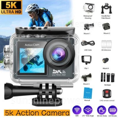 5K 30FPS Action Camera WIFI 40MP Waterproof EIS Dual Screen Underwater Camera - Image 1 of 4