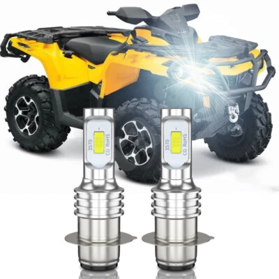 2 6000K Bright LED bulb for Yamaha Warrior 350 YFM350X 1987-2004 Hi/Low Beam Kit - Image 1 of 4