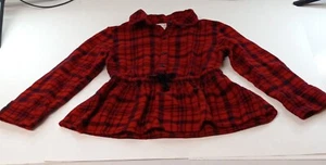 Blusa túnica para niñas Cat & Jack S (6/6X) 100 % rojo algodón a cuadros manga larga - Imagen 1 de 9