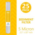 25 Pack 20" Big Blue 5 Micron Whole House Water Filter 2.5" x 20" Sediment