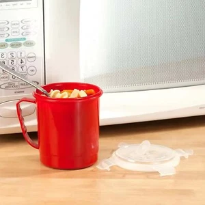 2 Microwave Plastic Soup Mugs Portable Travel Mugs With Lids Airtight Seal 800ml - Picture 1 of 5