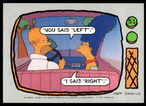 1990 Topps The Simpsons 51 Homer Marge Simpson You Said Left