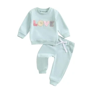 Baby Girl Clothes Newborn Infant Fall Winter Outfits Love Embroidery Long Sle... - Picture 1 of 7