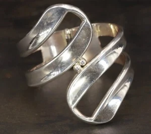 VTG Sterling Silver MEXICO MODERNIST Open-Work 6" Clamper Bangle Bracelet - 59g - Picture 1 of 5