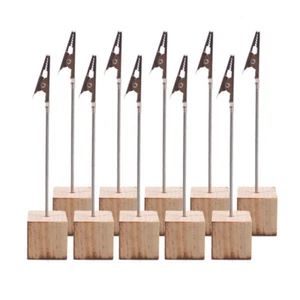 10pcs Wood Metal Photo Alligator Clip Memo DIY Wires Picture Holder Table Stand - Picture 1 of 7