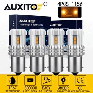 4X AUXITO 1156 7506 BA15S P21W Amber/Yellow 3030 SMD LED Turn Signal Light Bulb - Picture 1 of 9