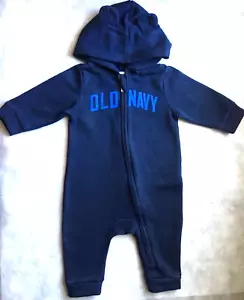 OLD NAVY LANGARM STRAMPLER BABY JUNGE 3-6M KAPUZE DURCHGEHENDER REISSVERSCHLUSS EINTEILER OUTFIT - Bild 1 von 8