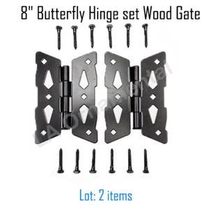 Hinges 8" Butterfly Heavy Duty, Hinges set for Wood Fence, Set of 2, color black - Picture 1 of 1