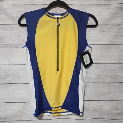 Desoto Zip Up Yellow Triathlon Jersey Sleeveless Shirt **Men's Size Small** - Image 1 of 4