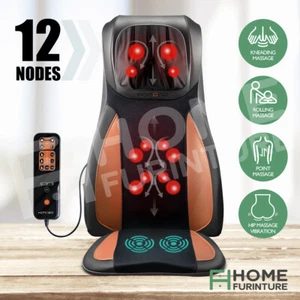 Full Body Neck Back Shiatsu Massage Chair Seat Heat Car Massager Cushion Orange - Picture 1 of 12