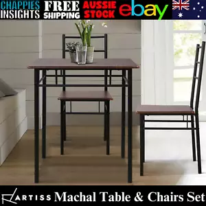 Artiss Kitchen Dining Table Chairs Set Black Walnut Industrial Metal - Picture 1 of 12