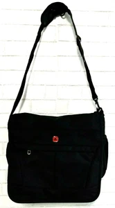 Swiss Gear by Wenger Laptop Briefcase Case Black Padded Messenger Shoulder Bag - Picture 1 of 8