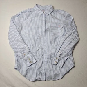 Vineyard Vines Women's 10 Button Up Shirt Long Sleeve Blue Stripe Vertical Whale - Picture 1 of 9